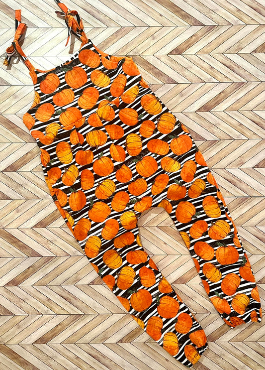 Long Tie Romper - Pumpkins - 4/5