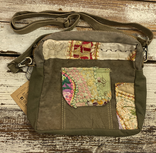 Recycled Military Tent & Vintage Fabric Crossbody