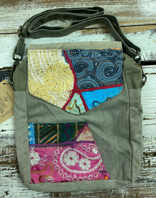 Recycled Military Tent & Vintage Fabric Crossbody