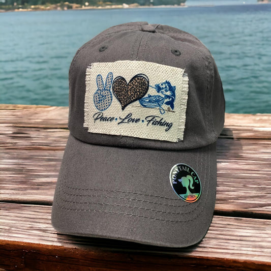 Distressed Patch Cap - Peace Love Fishing