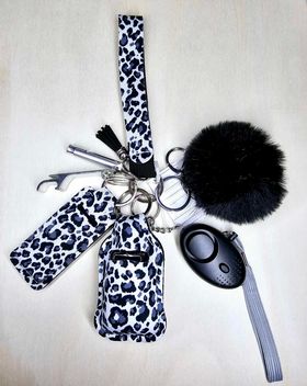 Safety Keychain - Leopard Black/Grey