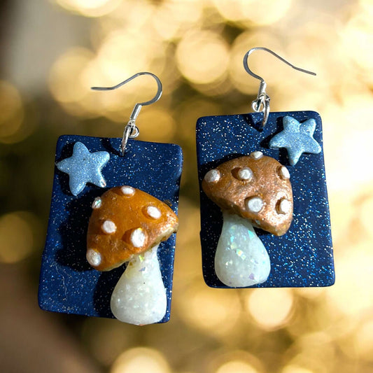 Clay Earring - Mushroom Star