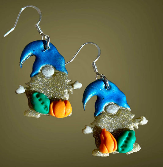 Clay Earring - Blue Hat Gnome