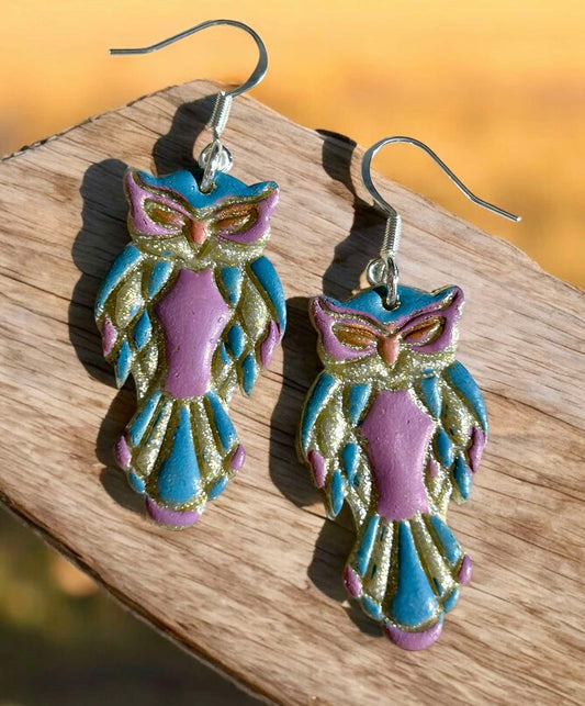 Clay Earring - Gold Owl