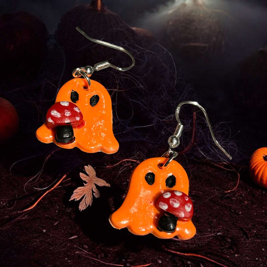 Clay Earring - Orange Ghost