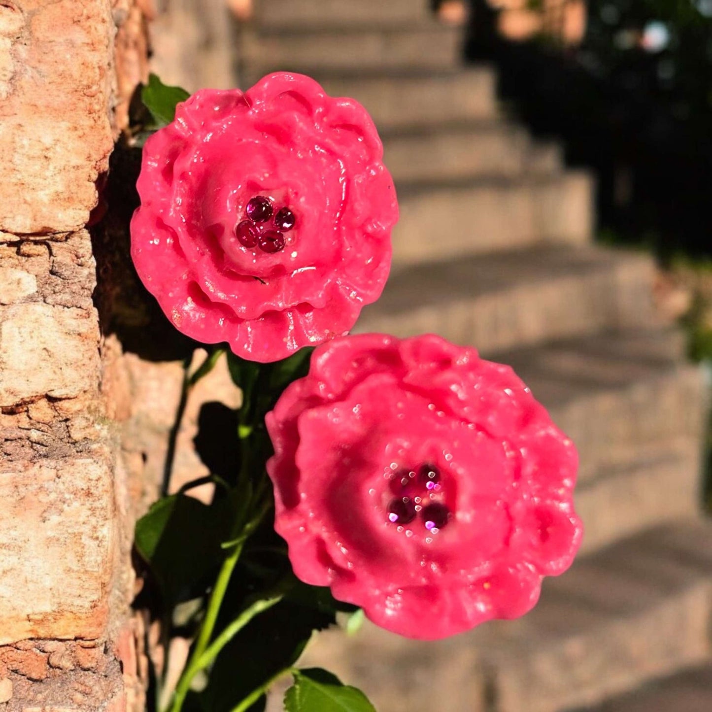 Clay Earring - Bling Center Flower