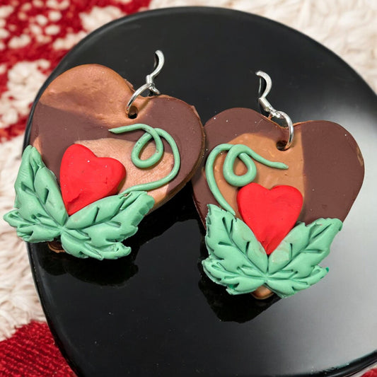 Clay Earring - Heart Flower