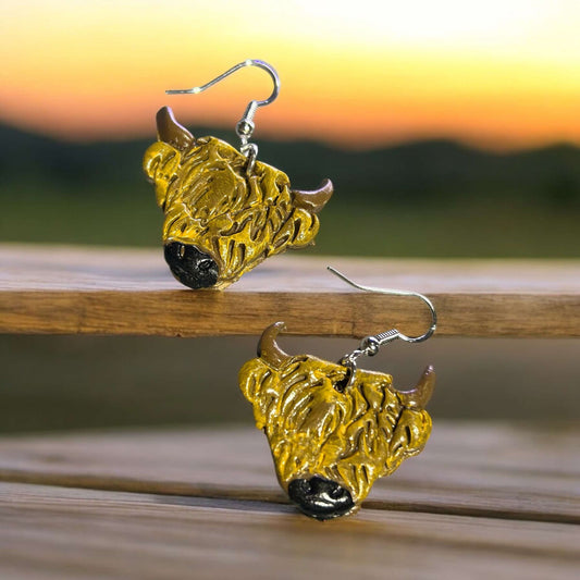 Clay Earring - Highland Cow