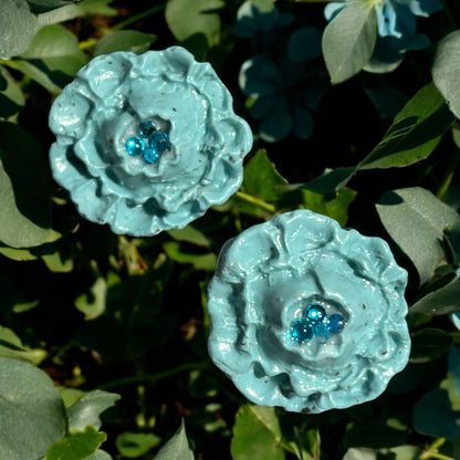 Clay Earring - Bling Center Flower