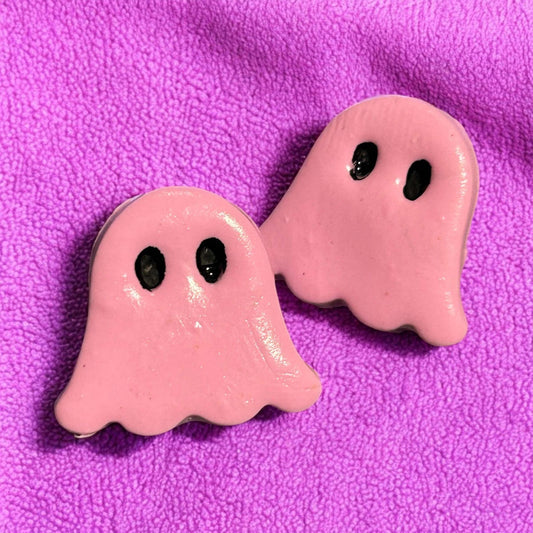 Clay Earring - Pink Ghost - Large