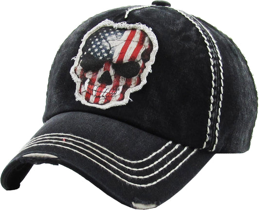 Vintage Ball Cap - Skull Flag