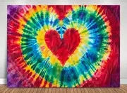 Tie Dye Heart Rainbow Tapestry