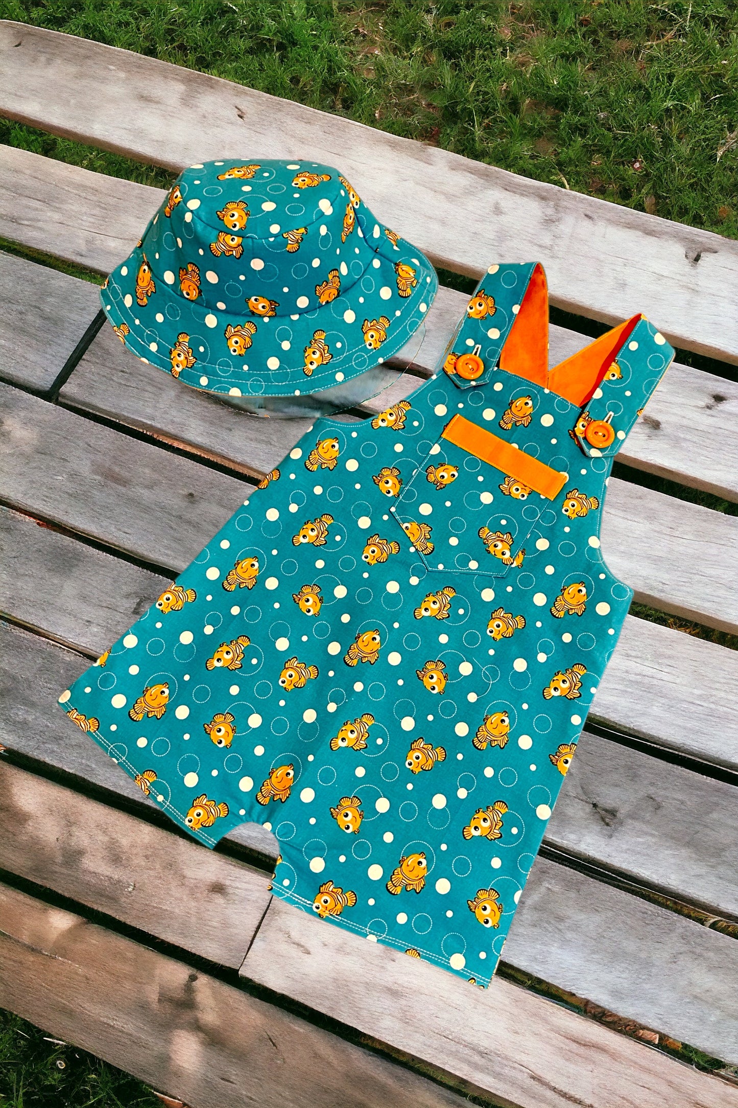 Overall Shorts - Fish - 2-3T