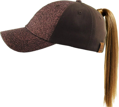 Glitter Ponytail Patch Cap - Mama Shitshow